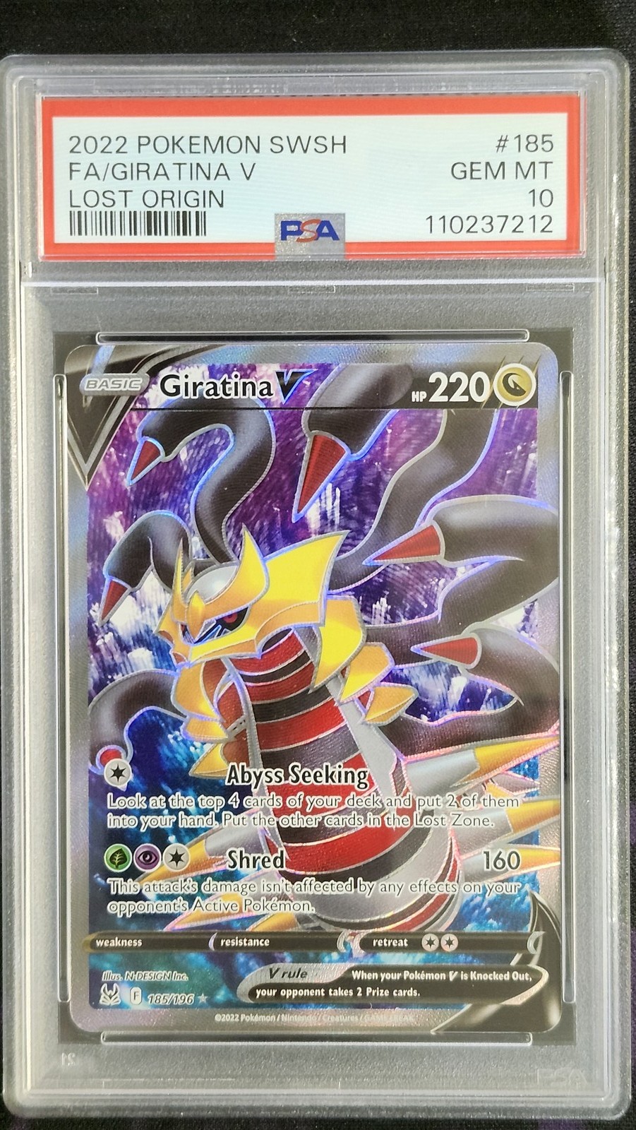 Pokemon PSA 10 Giratina V 185 Lost Origin