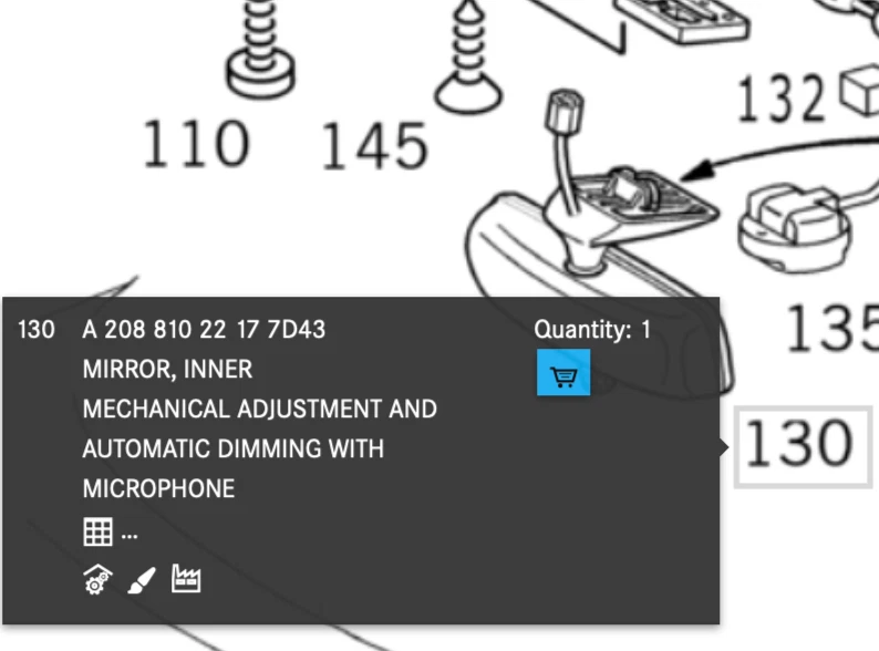 2000-2002 Mercedes W210 S210 E430 E320 W208 CLK320 Interior Rear View Mirror - Image 3 of 4