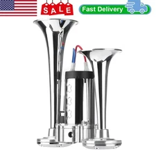 Car Electric Air Horn For Trucks RV Car Boat 12V Super Loud Dual Trumpet