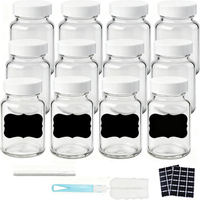 12 Stk Ingwer Shot Flaschen Zum Befüllen,Ingwer Shot Gläser,Glas 60Ml Mit Deckel