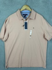 Tommy Hilfiger Polo Shirt Mens XL Peach Custom Fit Moisture Wicking Pique New