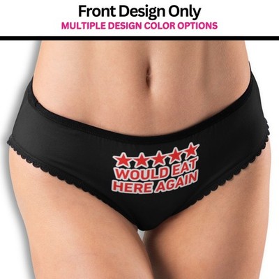 5-Stars WOULD EAT HERE AGAIN Black Hipster Panties XS-2XL HTV