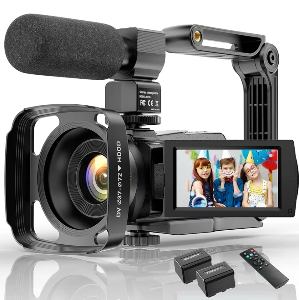 ACTITOP 4K 48MP WiFi Handheld Camcorder with Remote,Mic,Lens Hood and batteries - Image 2 of 2