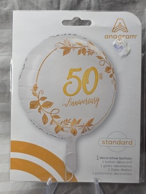 Anagram 50th Anniversary Foil Mylar Round 17'' Balloon Gold