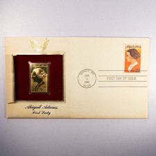 1985 Abigail Adams 22 Cents Gold Replica Stamp, First Day Issue Envelope FDC N5