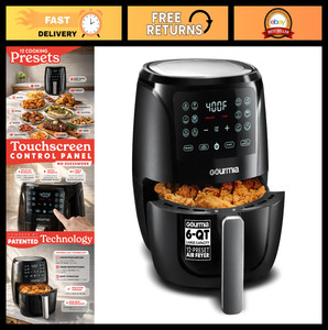 6 Qt Air Fryer, Digital Display, 12 Cooking Presets, Roast, Bake, Broil, Dehydra