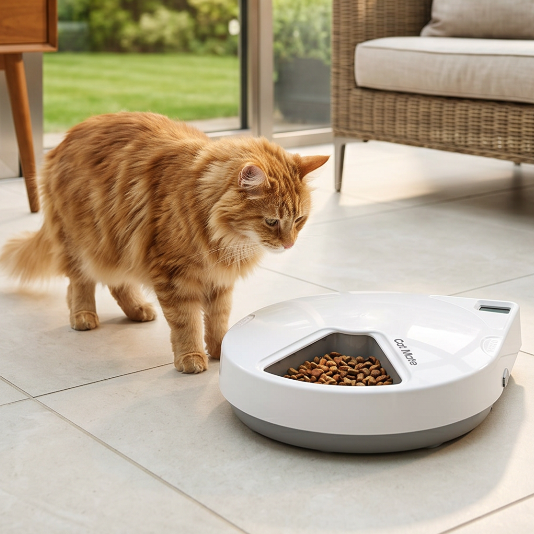 Cat Mate C500 Five-meal Automatic Pet Feeder with Digital Timer - For Cats & Dog