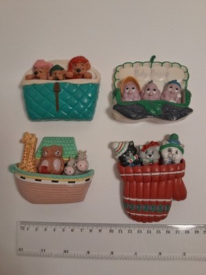 Vintage Giftco Kühlschrankmagnet Kühlschrank Bär Arche Kätzchen Rosine schlafend süß