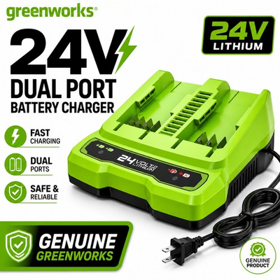 #ad Greenworks 24V 4A Dual Port Charger 2961702 Greenworks 2961702 841821007867 $39.99