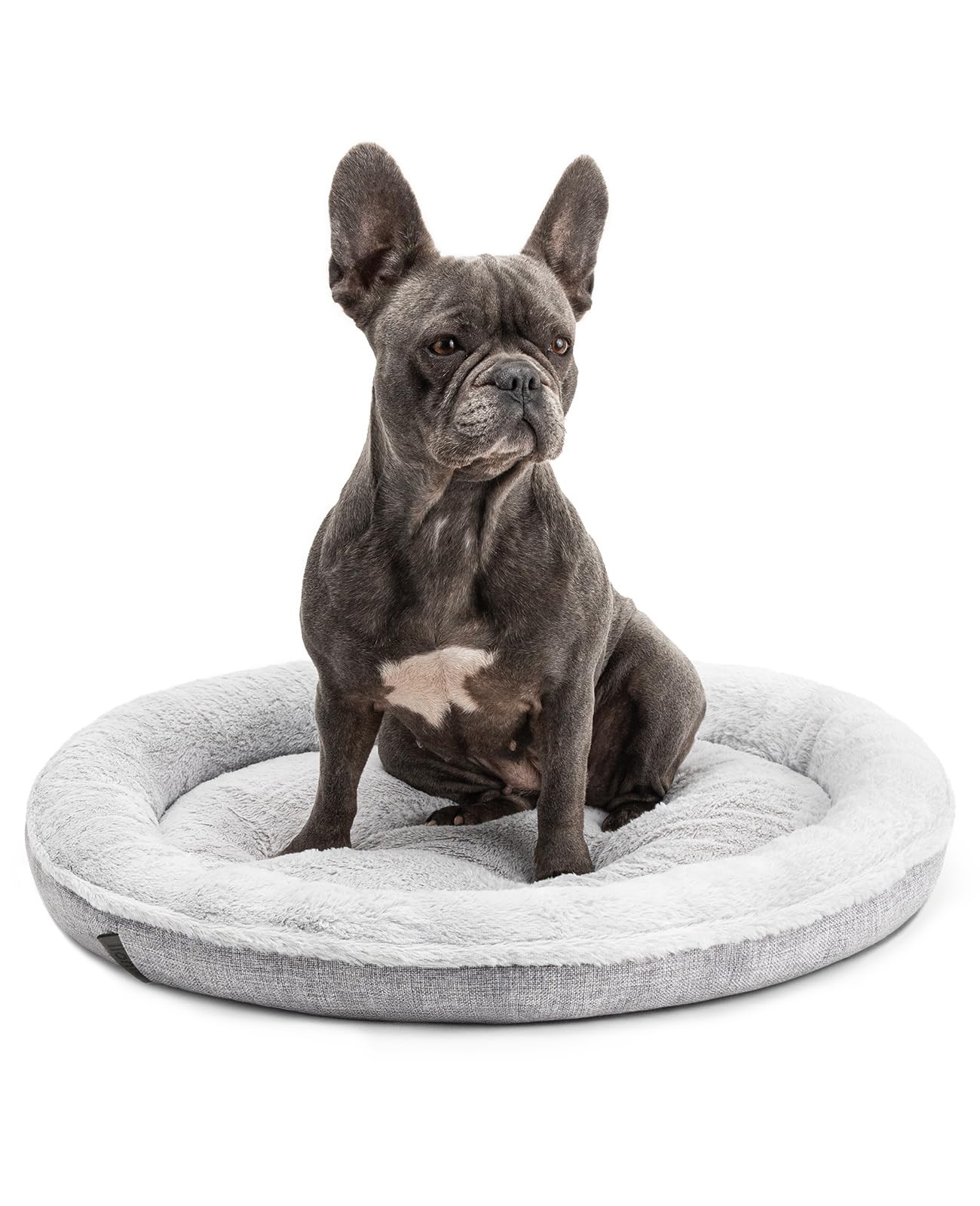 Panier pour chien rond donut Ø 65 cm en peluche douce gris foncé