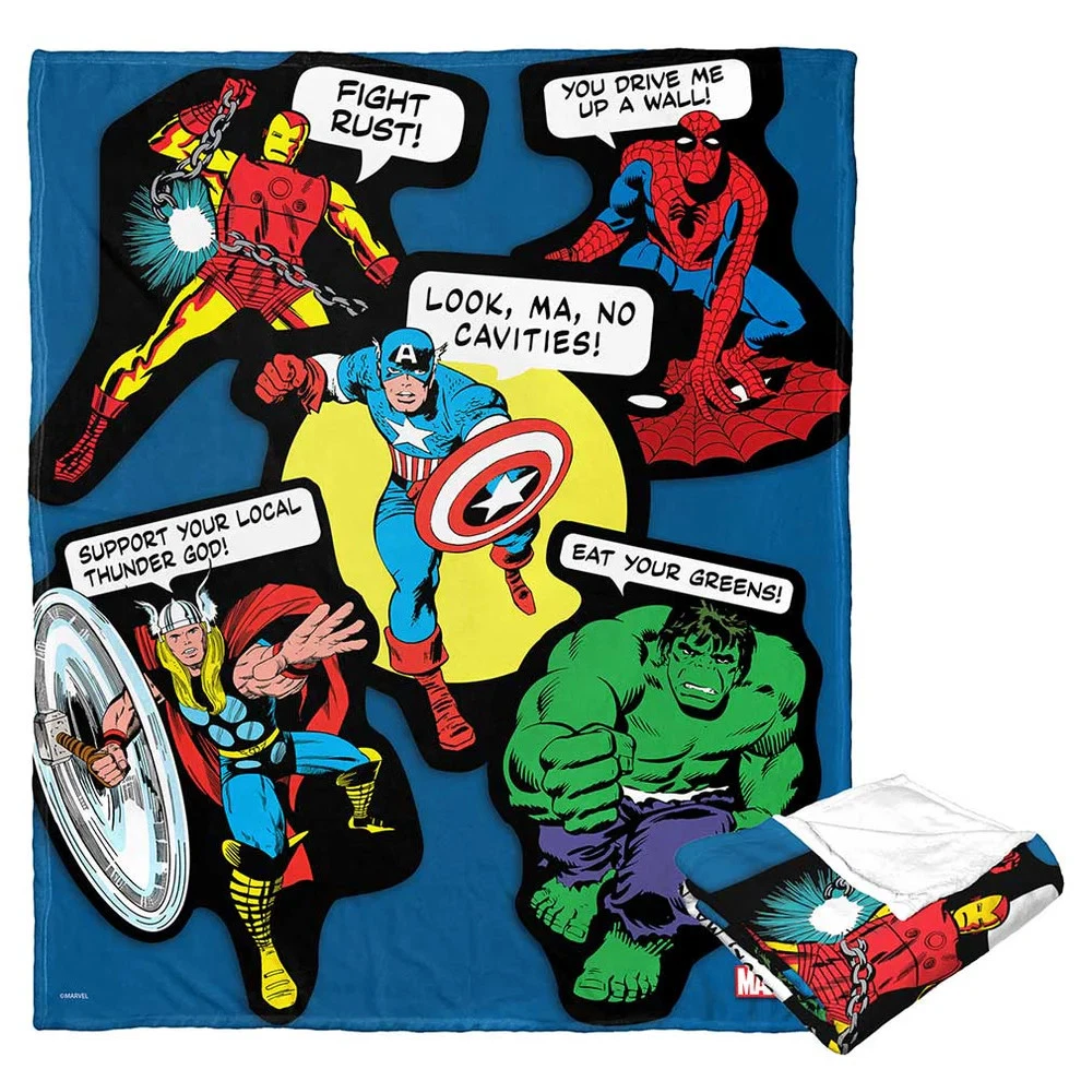 Disney Marvel Comics Avengers Stickers Cozy Fleece Blanket