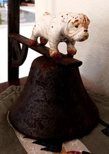 Antique Cast Iron Bulldog Wall Mounted Bell for Gate Door 6 Pounds