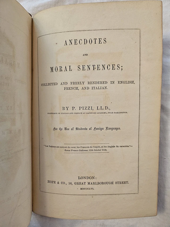 Anecdotes and Moral Sentences collected and freely rendered in English, French.. - Image 2 of 3