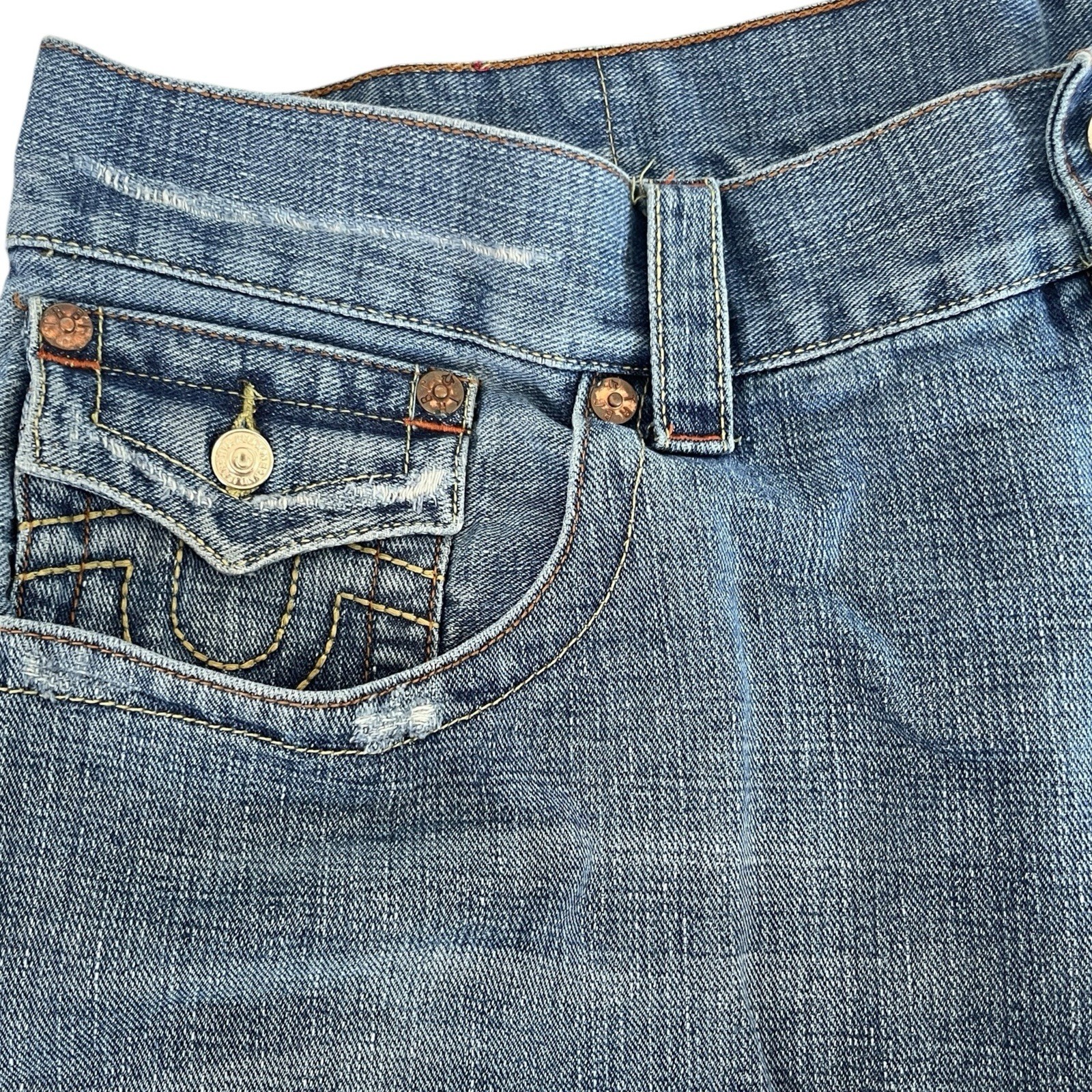 Vintage True Religion Billy Cutoff Jean Shorts Embroidered Boho Mens Size 40 thumbnail 4