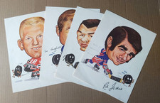 Vintage 1969-72 Pelkowski SPORTICATURES Hockey Prints Canada Variants Lot of 4