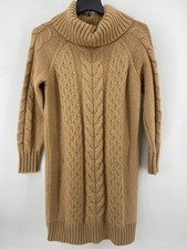 Banana Republic Dress Womens Medium Camel Tan Cable Knit Alpaca Wool Chunky Cowl