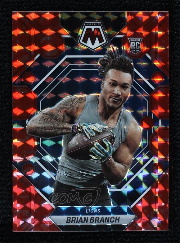 2023 Panini Mosaic Rookies Red Camo Mosaic Prizm Brian Branch #287 Rookie RC