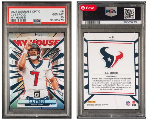 2023 DONRUSS OPTIC MY HOUSE! #6 CJ STROUD ROOKIE RC PSA 10 Houston Texans Graded