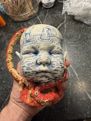 Stacy Lambert face pottery NC Pottery Piece. Very Cool - Image 1 of 4