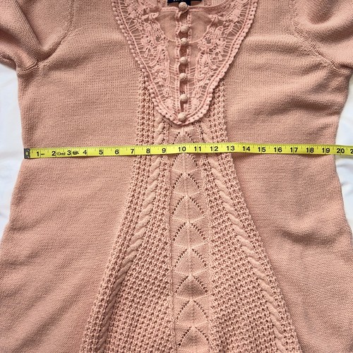 Roamans Woman Pink Lace Yoke Sweater Sz M 14/16 Cottage Core Crochet Coquette - Picture 6 of 16