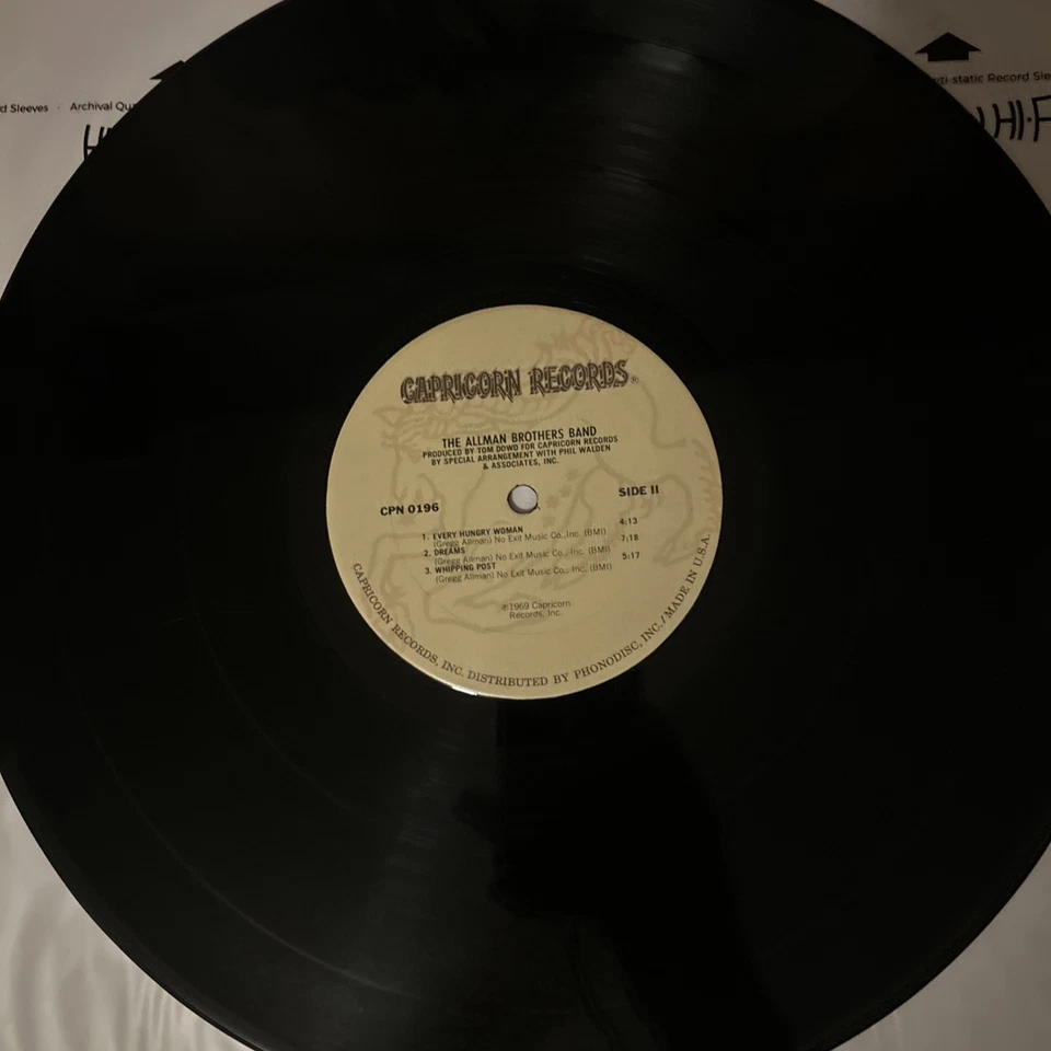The Allman Brothers Band Self-Titled Vinyl LP Record CPN-0196 Capricorn Vg+ GF Foto 3 de 3