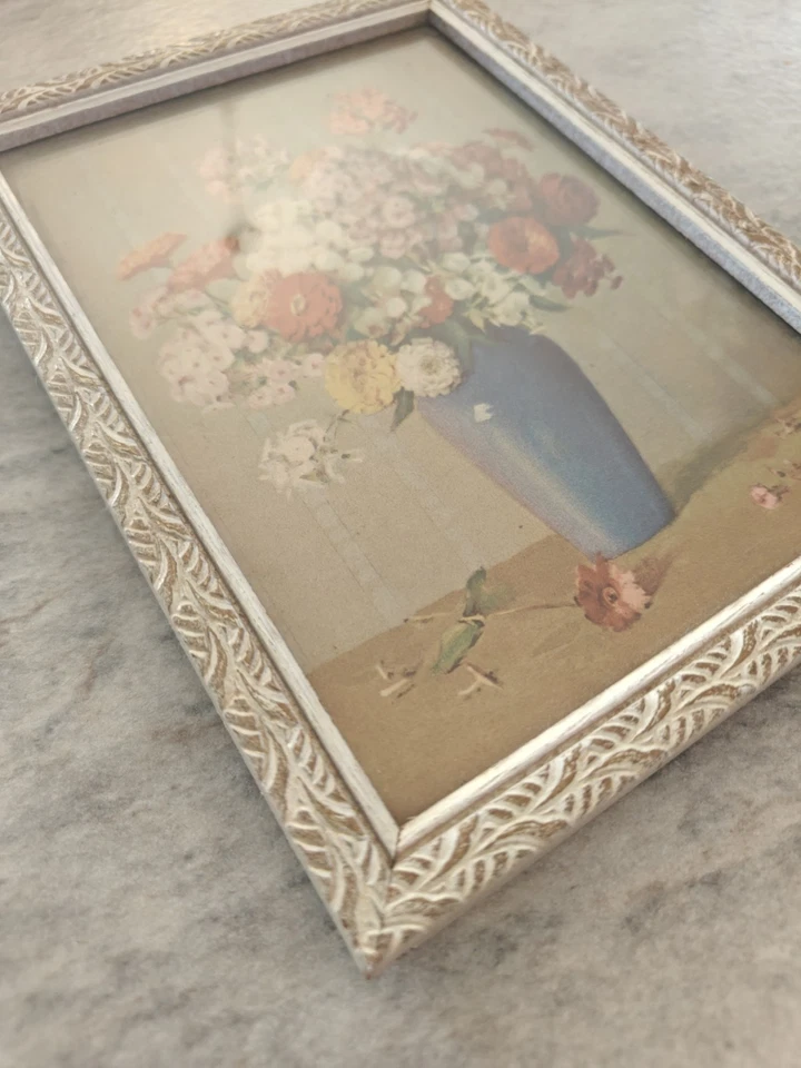Vintage Ornate PICTURE FRAME Wood antique Floral Art 6x8" Gallery Wall Decor a - Image 3 of 4