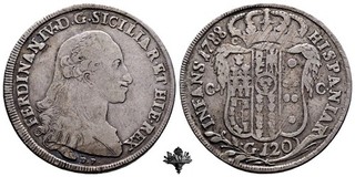 REGNO DI NAPOLI Piastra 120 grana 1788 Ferdinando IV di Borbone ARGENTO