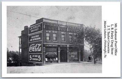 Vtg Mt Lebanon Pennsylvania PA Repro Post Office Drug Store Coca Cola Postcard
