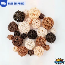 12pcs Wicker Rattan Balls Decorative Wicker Rattan Balls Vase Fillers for Home