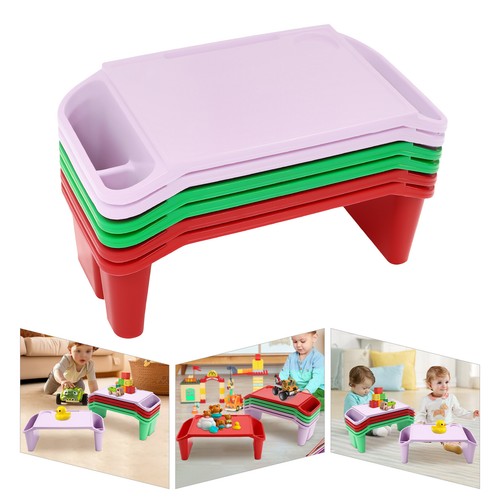 6 Pcs PP Kids Lap Desk Tray Plastic Breakfast Laptop Trays With Side Slots Kit