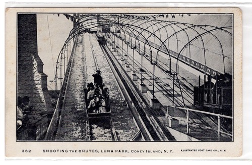 Shooting the Chutes, Luna Park, Coney Island NY, Illust. Post Card Co. unused - Bild 1 von 2