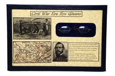 Civil War Era Eye Glasses with Glass Topped Display Case and COA 