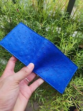Blue 100  Doubleside Real,Genuine Ostrich Leather skin Men Bifold Wallets