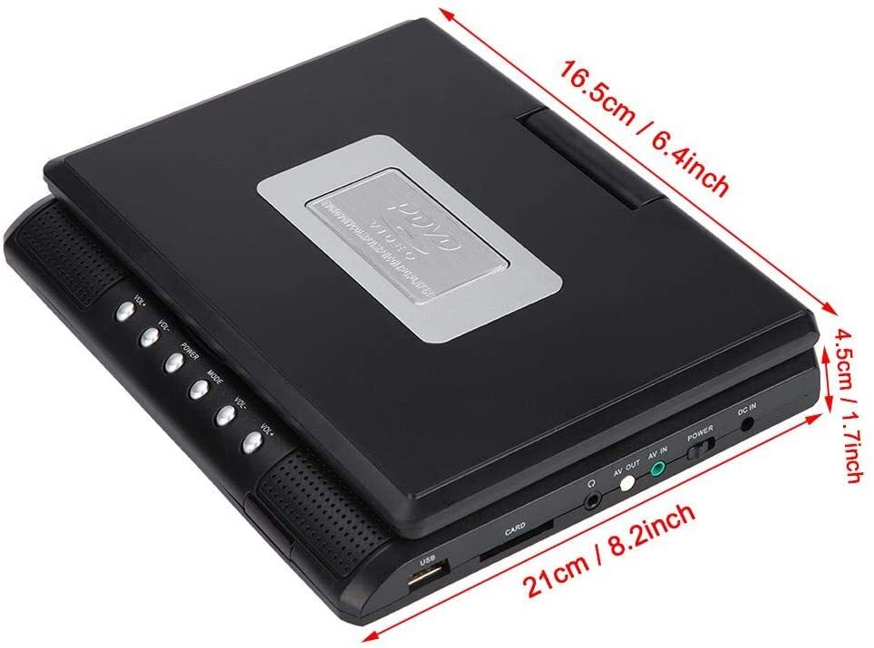 7.8"in Portable DVD Player CD Card HD 16:9 LCD Large Swivel Screen Rechargeable