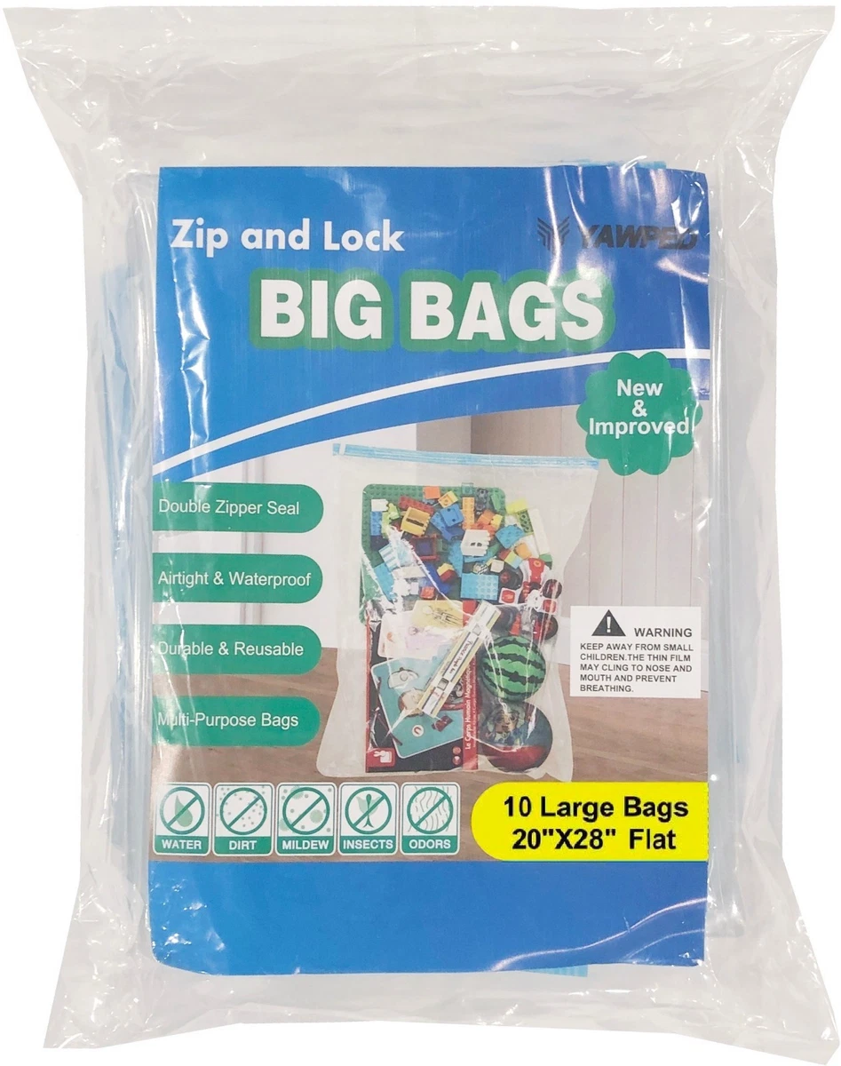 30 Pack Large Big Zip Lock Zipper Reclosable Storage Plastic Bags 20x28 3  MIL