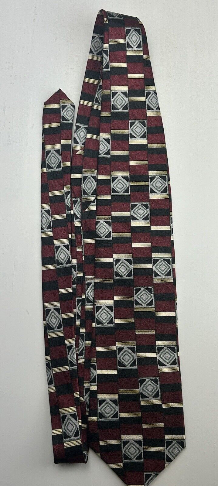 Stanley Blacker Silk Red Geometric Pattern Necktie - image 1