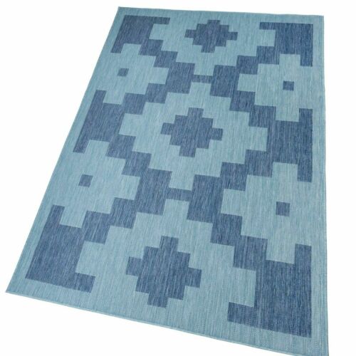 Bright Blue Garden Rug Easy To Clean Large Outdoor Rug Affordable Campervan Mat  - Picture 1 of 13
