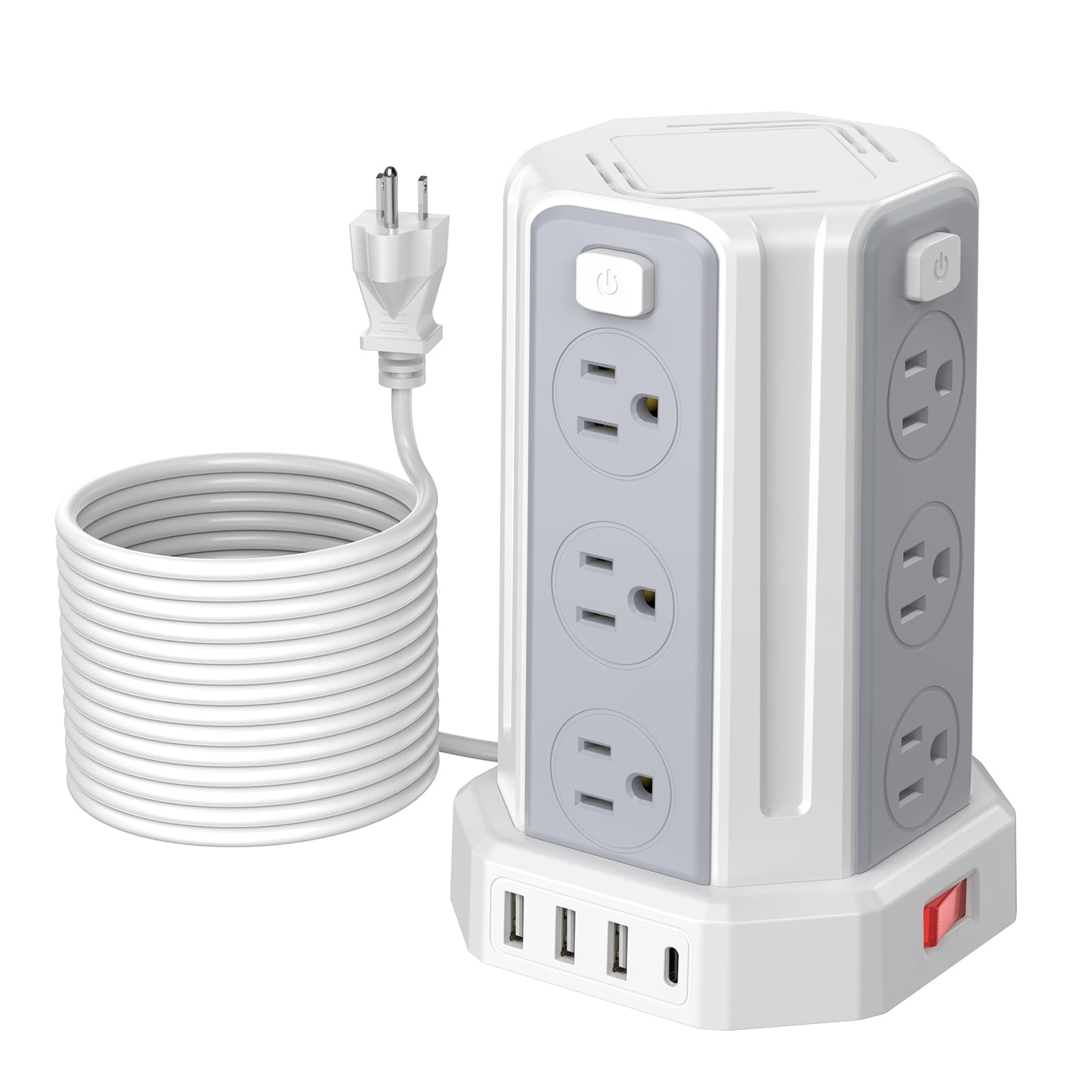 Power Strip with USB Ports 16.4FT Extension Cord with Multiple Outlets 12 Out...
