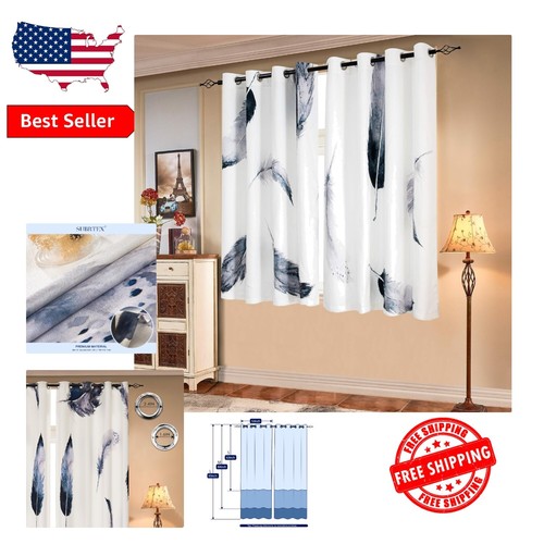 Elegant White Blackout Curtains Set of 2 - 52'' x 63'' for Living Room & Kids