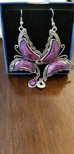 Earrings Large Purple Dangle Butterfly Earrings Beautiful