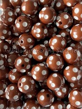 10 Pcs 20mm Brown dot Beads, Polka Beads, Bubblegum Beads, Chunky Beads