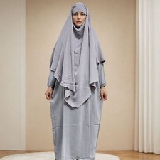 Dubai Women Muslim Long Robes Abaya Khimar Sets Islamic Turkey Ramadan Dresses