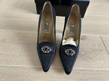 GIANNI VERSACE ICONIC VINTAGE SATIN HIGH HEEL PUMPS SWAROVSKI CRYSTALS 36.5