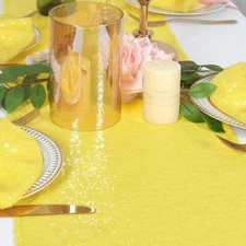 Yellow Table Runner 108 inches Long Sequin Table Runner Yellow Glitter Table ...