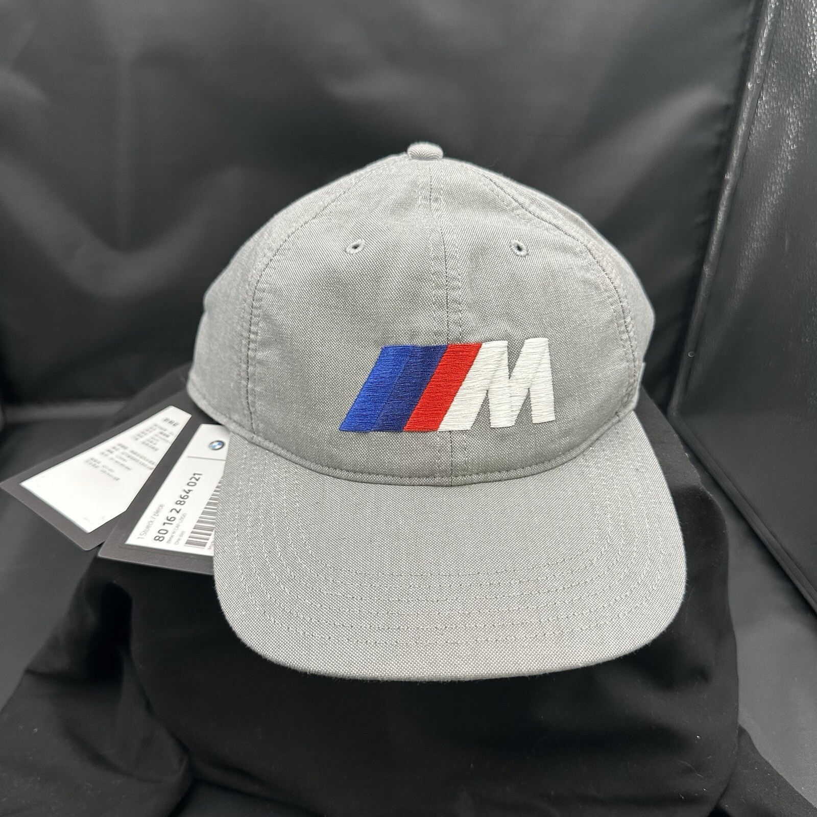 New With Tags OEM BMW Gray Baseball Cap Back Strap Red White Blue Logo