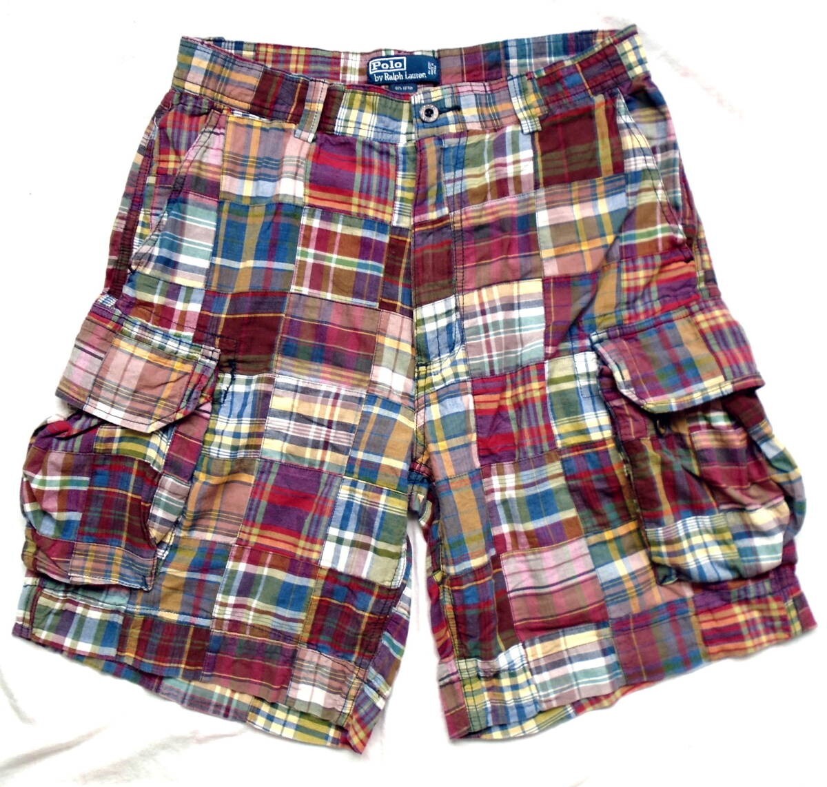 Vintage 2000s Ralph Lauren Polo Madras Plaid Patchwork Cargo