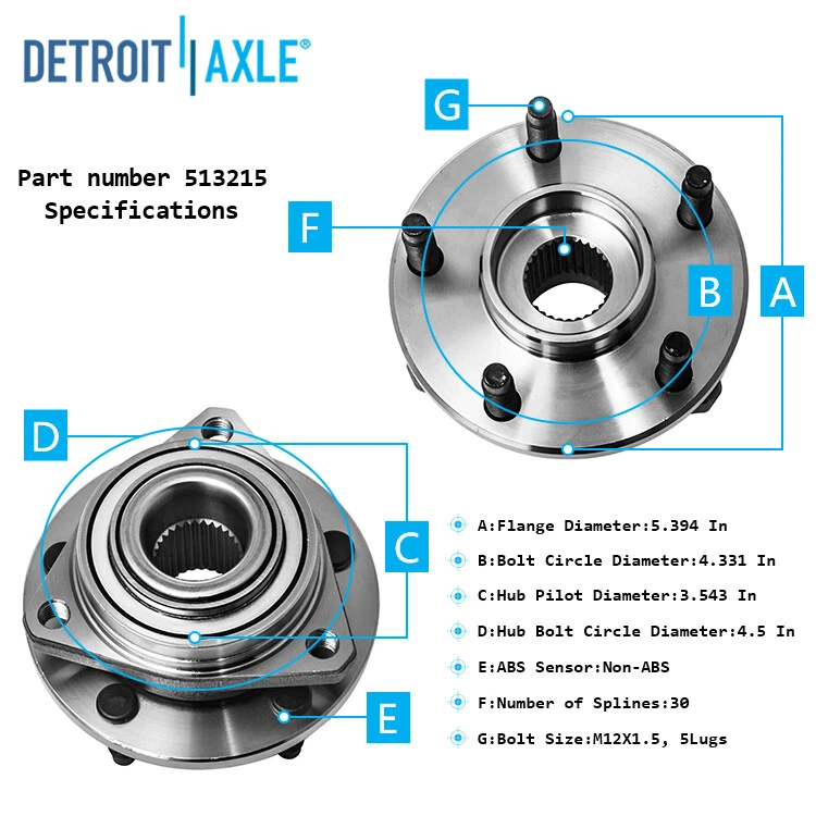 Conjunto de cojinetes y bujes de rueda delantera izquierda derecha para Chevrolet Malibu Pontiac G6 Foto 3 de 4
