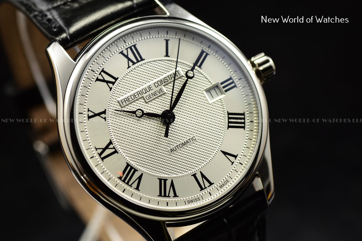 Frederique Constant Black Analogue Watch Classics Leather