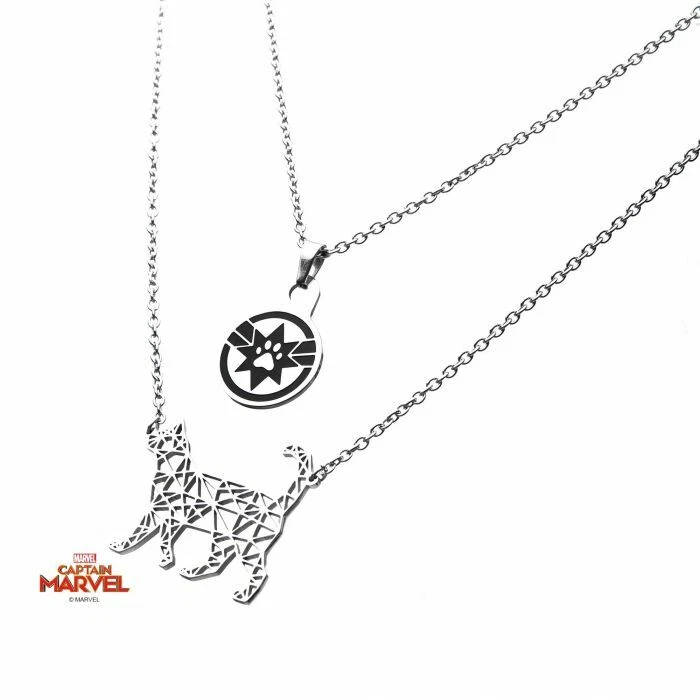 Marvel Comics CAPITÁN MARVEL GANSO EL GATO COLLAR 2 NIVELES en Acero Inoxidable Foto 2 de 2