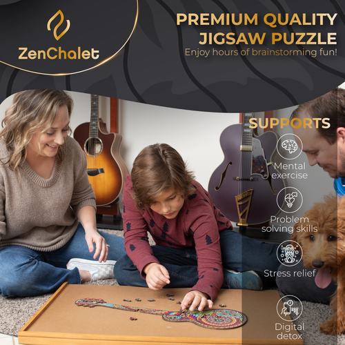 Puzzle in legno per adulti di ZenChalet - 200 pezzi - chitarra - Foto 4 di 6